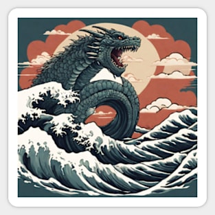 Jǫrmungandr in japanese style art Sticker